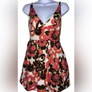 Milly of NY Shift Dress Women’s Sz 4 Fit & Flare Mini V- Neck Floral Print Lined